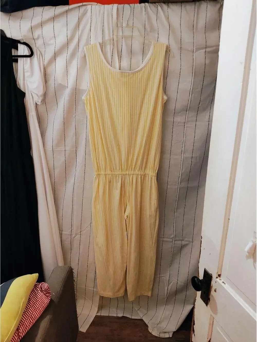 Great Times Jumper - Size L  - Sleeveless Yellow/White Stripe Anchor Buttons - Picture 3 of 3